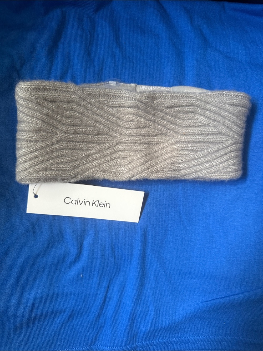 Calvin Klein Cable Knit Headband in Light Taupe